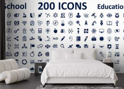 Set back to school icons, Day of Knowledge, First Day of School signs – stock vector Wall mural