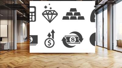 set flat business icons, money signs - stock vector Wall mural