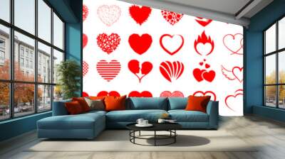 Set of hearts icon, heart drawn hand - stock vector Wall mural