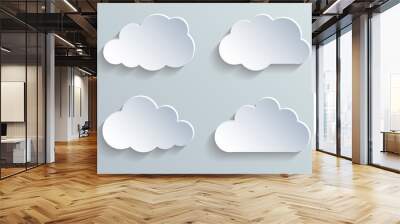 Set paper white clouds – vector for stock Wall mural