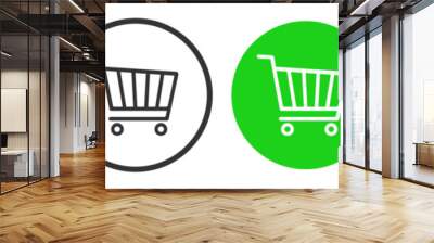 Set shopping cart, buy and sale symbol. Shopping circle sign – stock vector Wall mural