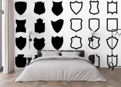 Shield icons set, protect shield collection, security shield icons with contours and linear style Wall mural