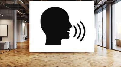 Speak icon, talk or talking person sign, speech icon for interview, interact and talks controls, man with open mouth – stock vector Wall mural