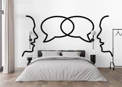 Two people are talking, people's conversation, chatting, discussion, negotiations, dialogue, interlocutors, communication - vector Wall mural