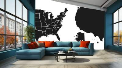 United States of America map. USA map with and without states isolated – stock vector Wall mural