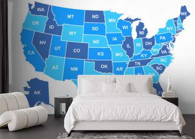 United States of America map. USA map with states and state names isolated – stock vector Wall mural