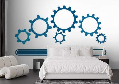 Update icon with gears. Loading or updating files, install new software, operating system, update support, setting options, maintenance, adjusting app process, service concept – stock vector Wall mural