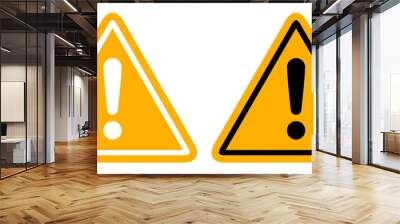 Warning, precaution, attention, alert icon, set exclamation mark in triangle shape – vector for stock Wall mural