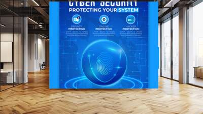 Cyber security modern banner or flyer template, Cybersecurity Information safety leaflet design or flyer	 Wall mural