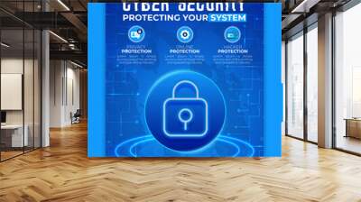 Cyber security modern banner or flyer template, Cybersecurity Information safety leaflet design or flyer	 Wall mural