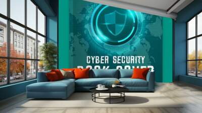 Cyber security modern book cover or flyer template, Cybersecurity Information safety booklet design or flyer Wall mural