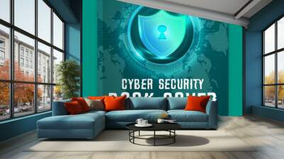 Cyber security modern book cover or flyer template, Cybersecurity Information safety booklet design or flyer Wall mural