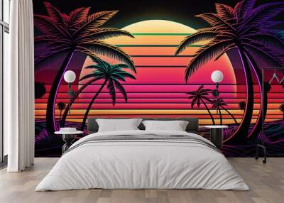 tropicalpunk. Generative AI Wall mural