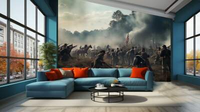 USA photo of people participate as a hobby in American Civil War reenactment Wall mural