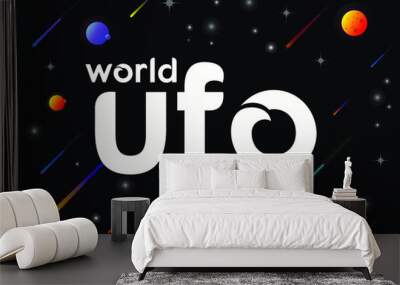 World UFO Day is an awareness day for people to gather together and watch the skies for unidentified flying objects. The day is celebrated by some on June 24, and others on July 2. Vector EPS 10 Wall mural