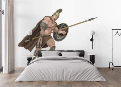 ancient warrior is doing a deffence pose with copy space Wall mural