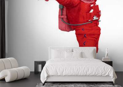 astronaut explorer is pointing like the king of pop on white background Wall mural