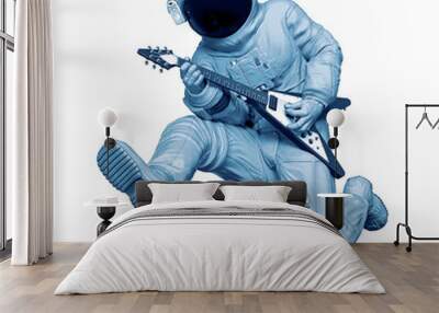 astronaut is jumping and playing guitar Wall mural