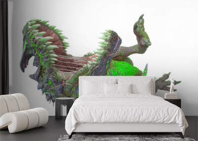 dinosaur monster is down on the flor on white background close up view Wall mural