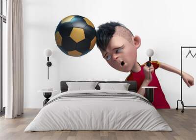 footballer cartoon in a white background Wall mural