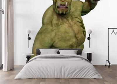 green ogre in white background Wall mural