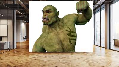 green ogre in white background Wall mural