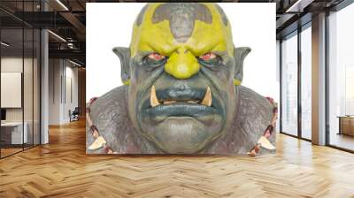 ogre beasty is angry on id photo portrait in white background Wall mural