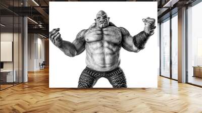 ogre man is angry in white background Wall mural