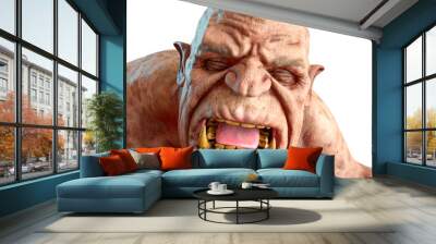 ogre man is crying in white background Wall mural