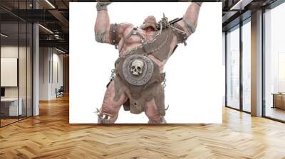 ogre warrior is howling isolated on white background Wall mural