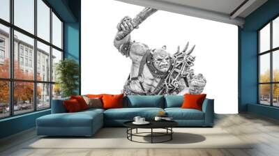 ogre warrior is threatening and isolated on white background Wall mural