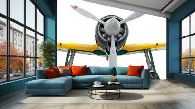 old military aircraft in white background close up on propeller Wall mural