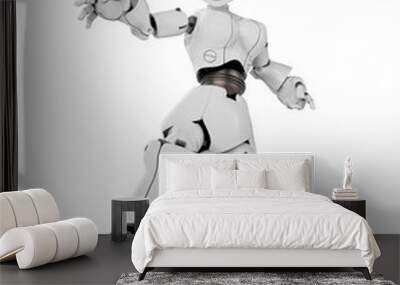 robot girl is playng football in white background Wall mural