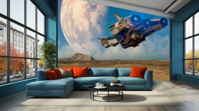 super alien spaceship going to mars moon Wall mural