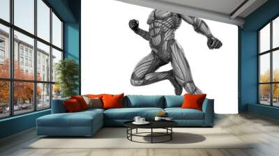 super hero in a exosuit is floating Wall mural