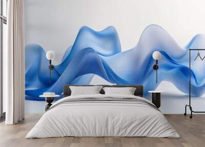 Abstract blue wave line on light background, 3d render, background wallpaper design Wall mural