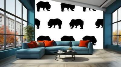 Seamless pattern bear silhouette on white, vector eps 10 Wall mural