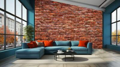 Antique brick wall, panoramic view. Grunge stone texture. Wall mural