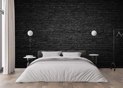 black brick wall, dark background for design Wall mural