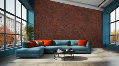 Brown leather texture background. Dark genuine leather Wall mural