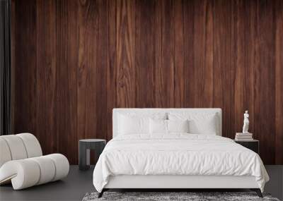 Dark texture wall of brown plank, background wooden surface,  panoramic view Wall mural