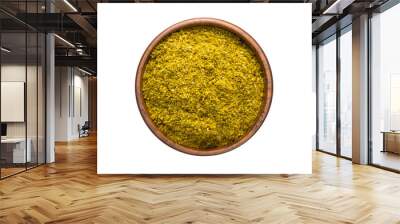 khmeli suneli spice in wooden bowl, isolated on white background. Seasoning top view Wall mural