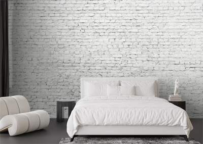 White brick wall, old surface texture of stone blocks Wall mural