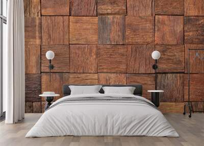 wood texture of wall panel or table. mosaic from old boards Wall mural