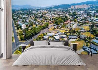 Aerial view of a little town. Coromandel, New Zealand. Wall mural