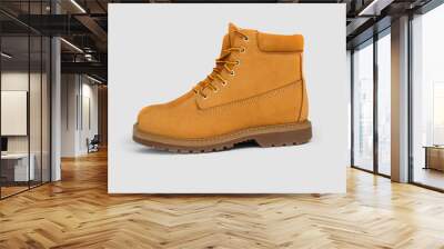 Brown leather boots on white background. Fashion 
 Wall mural