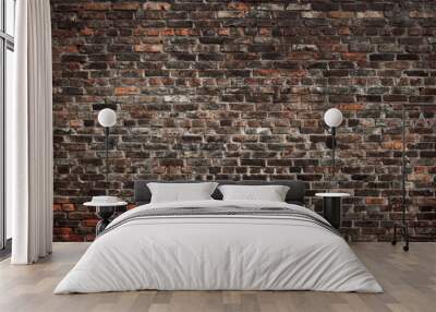 Old brown brick wall. Grunge background Wall mural