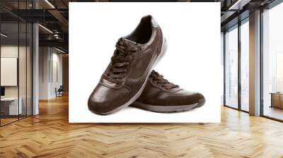 Casual brown leather shoesisolated Wall mural