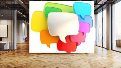 Cloud of speech text bubbles as copyspace plate isolated Wall mural