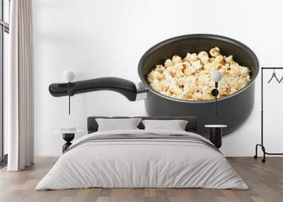 Pot filled with the popcorn isolated Wall mural